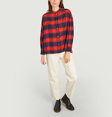 Oversized cotton shirt with Gorky check