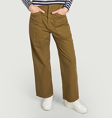 Pantalon droit taille haute en coton Parker