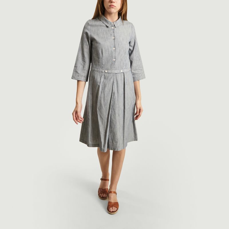 RobeChemise Rayée Lateef Bleu Marine Bellerose L’Exception