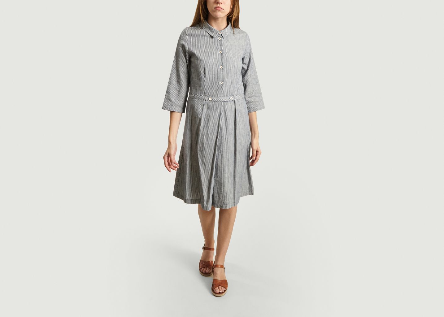 RobeChemise Rayée Lateef Bleu Marine Bellerose L’Exception