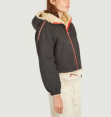 Loud canvas and faux-fur hooded reversible jacket