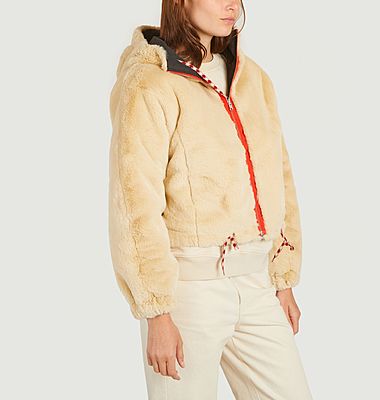 Loud canvas and faux-fur hooded reversible jacket