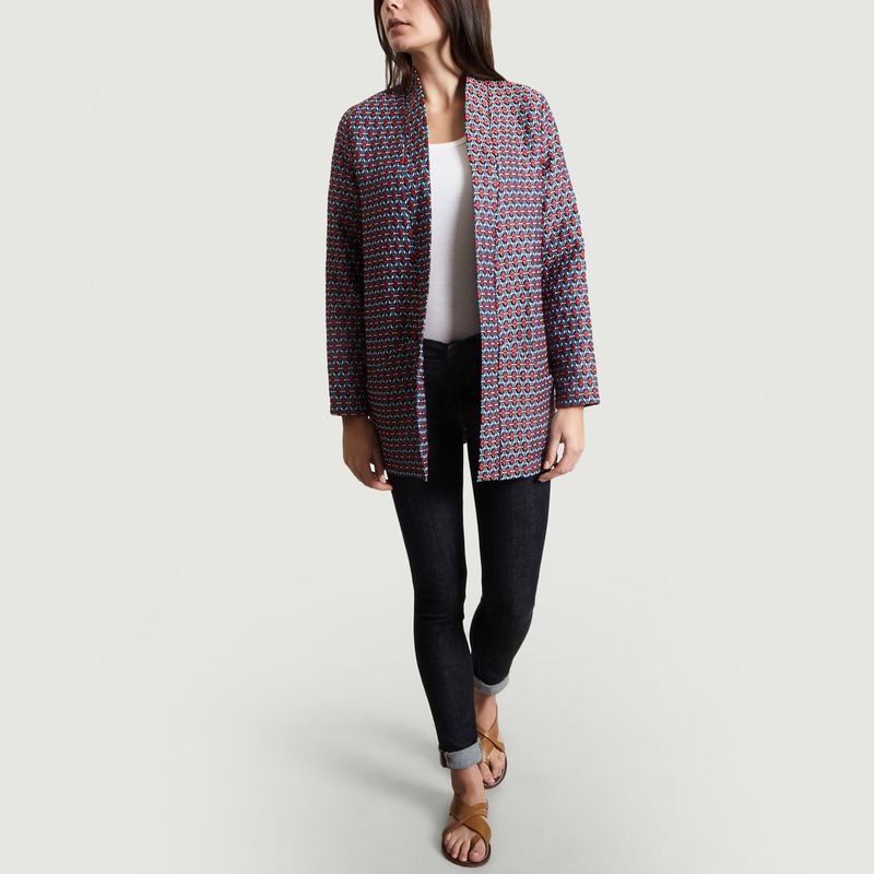Veste Longue En Jacquard Seattle - Bleu Tango