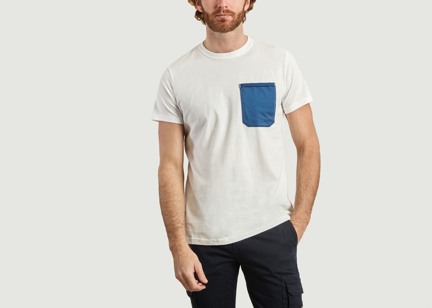 T Shirt Poche Poitrine Blanc Bleu De Paname L Exception