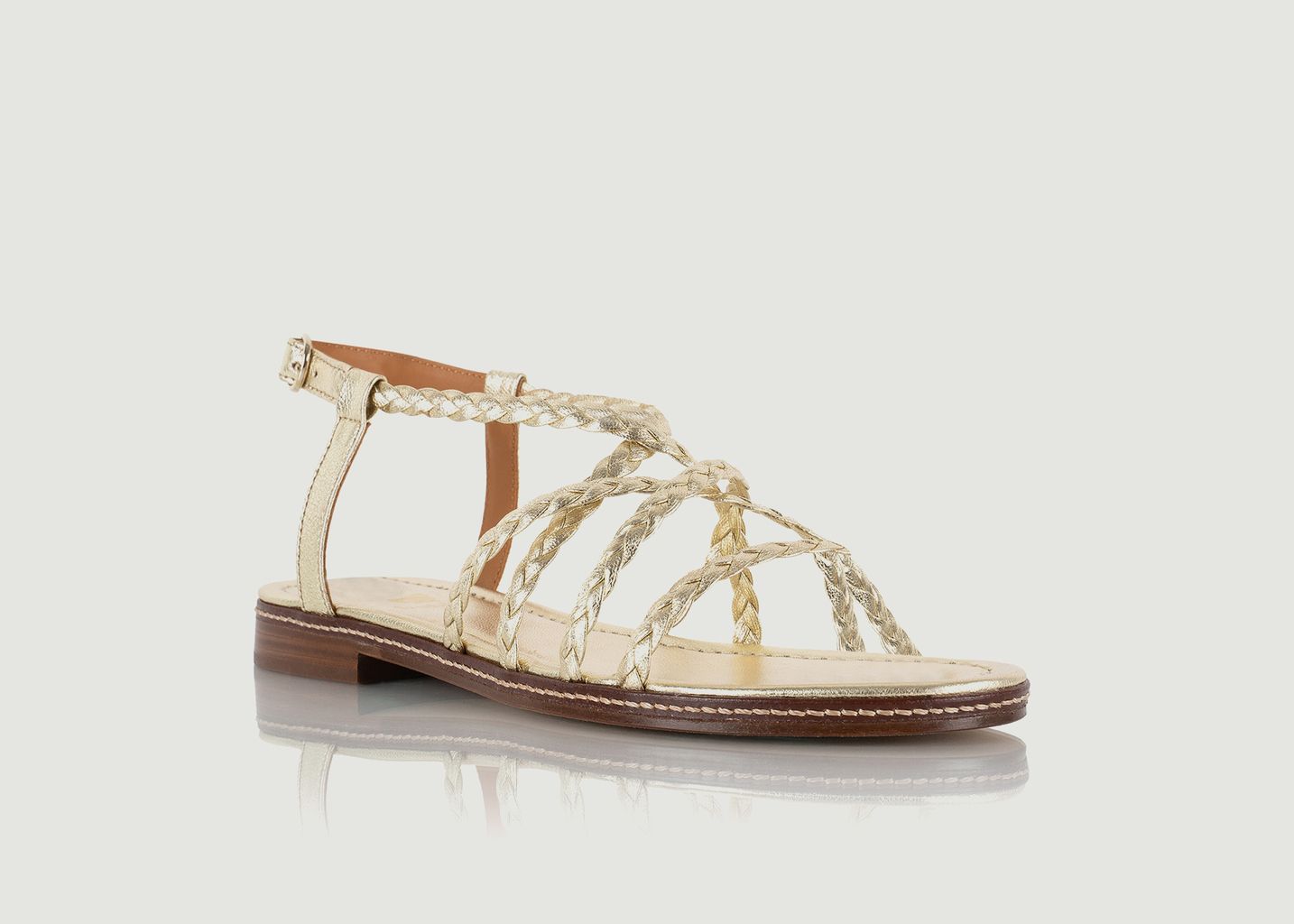 Sandales plates en cuir lamé Artemis - Bobbies Paris