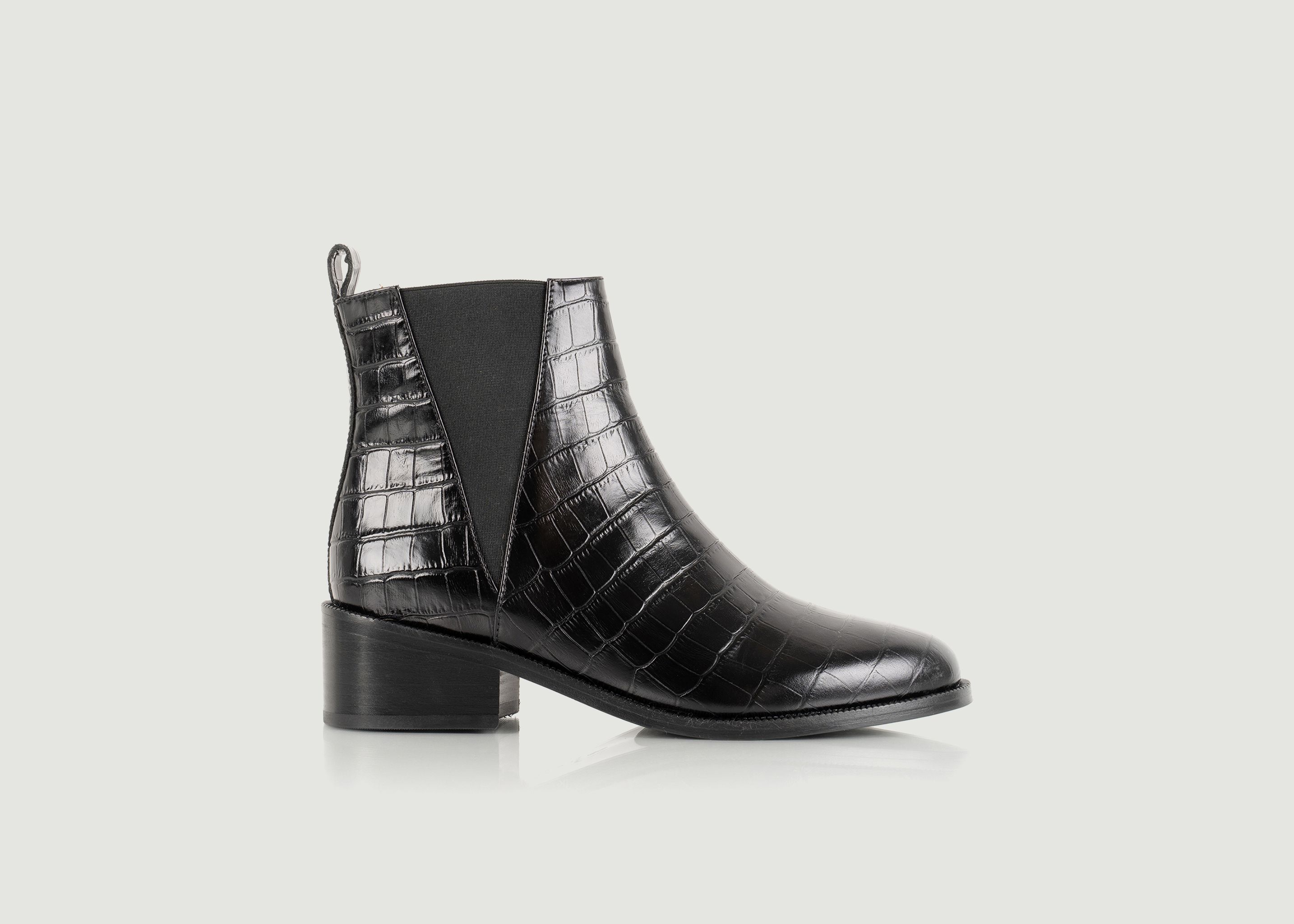 Camden croco effect leather boots - Bobbies Paris