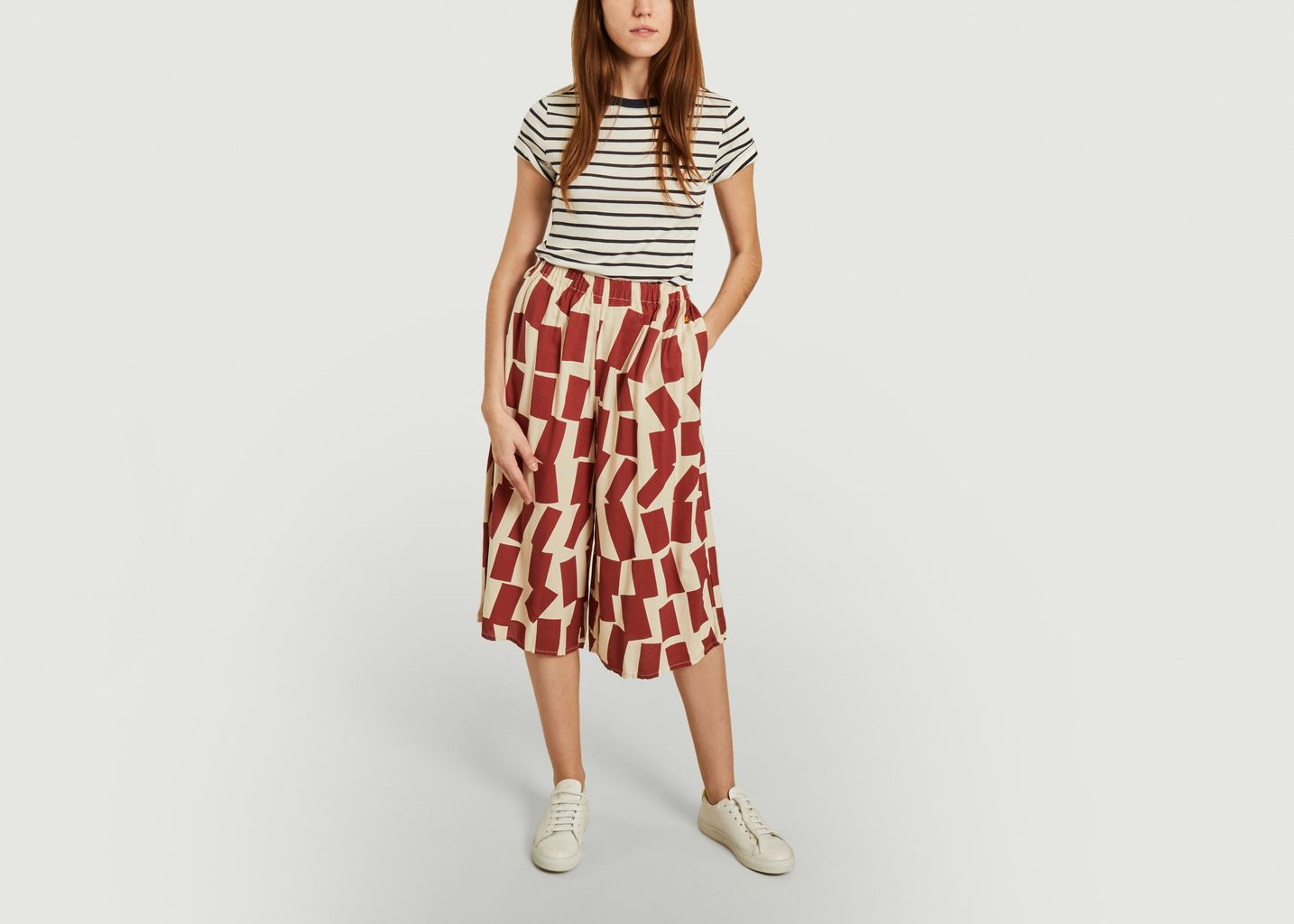 Pantalon court large imprimé rectangles - Bobo Choses
