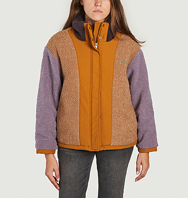 Veste colorblock effet fourrure