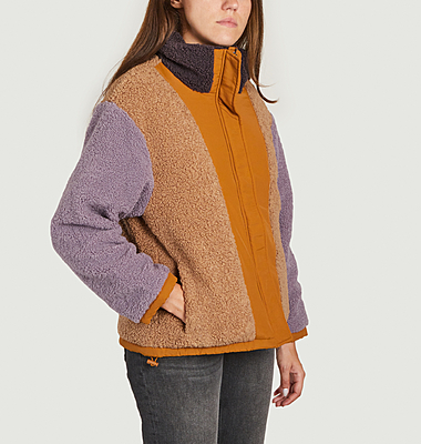 Veste colorblock effet fourrure