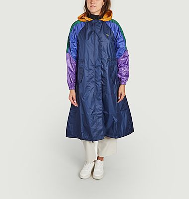 Long colorblock raincoat