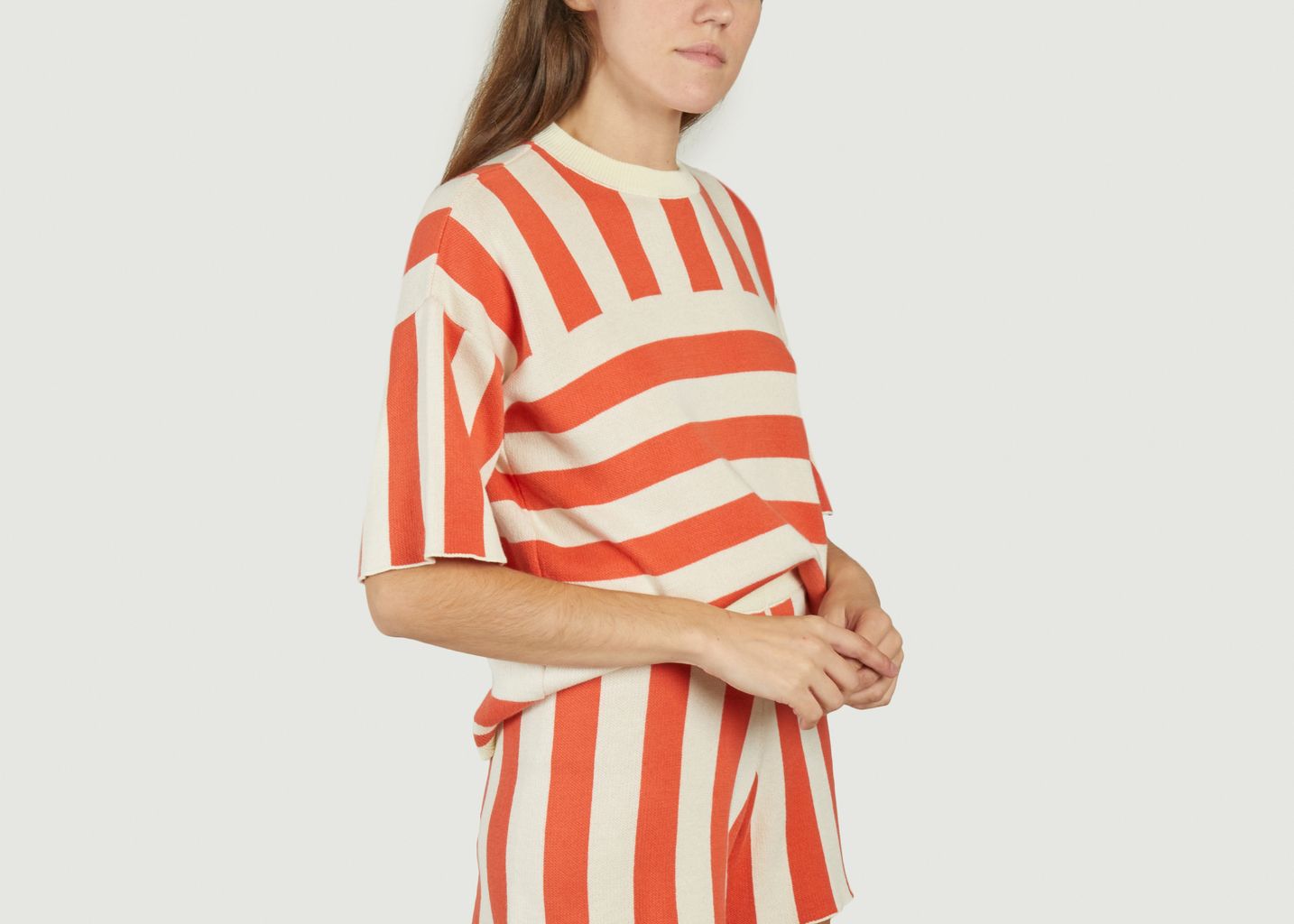 Striped Short Sleeve Sweater - Bobo Choses