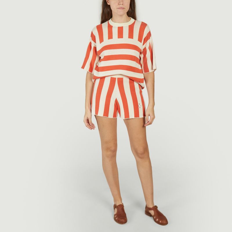 Striped Short Sleeve Sweater - Bobo Choses