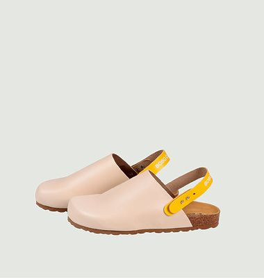 Coloured leather clogs