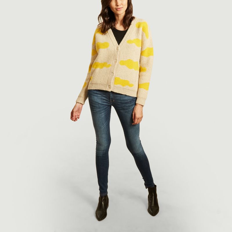 Cardigan maille jacquard motif nuages - Bobo Choses
