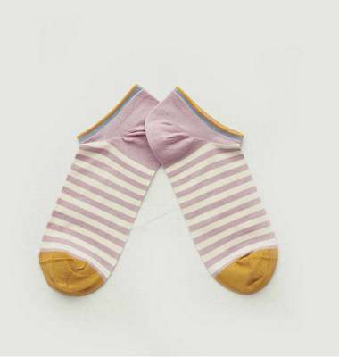 Striped ankle socks with contrasting tip