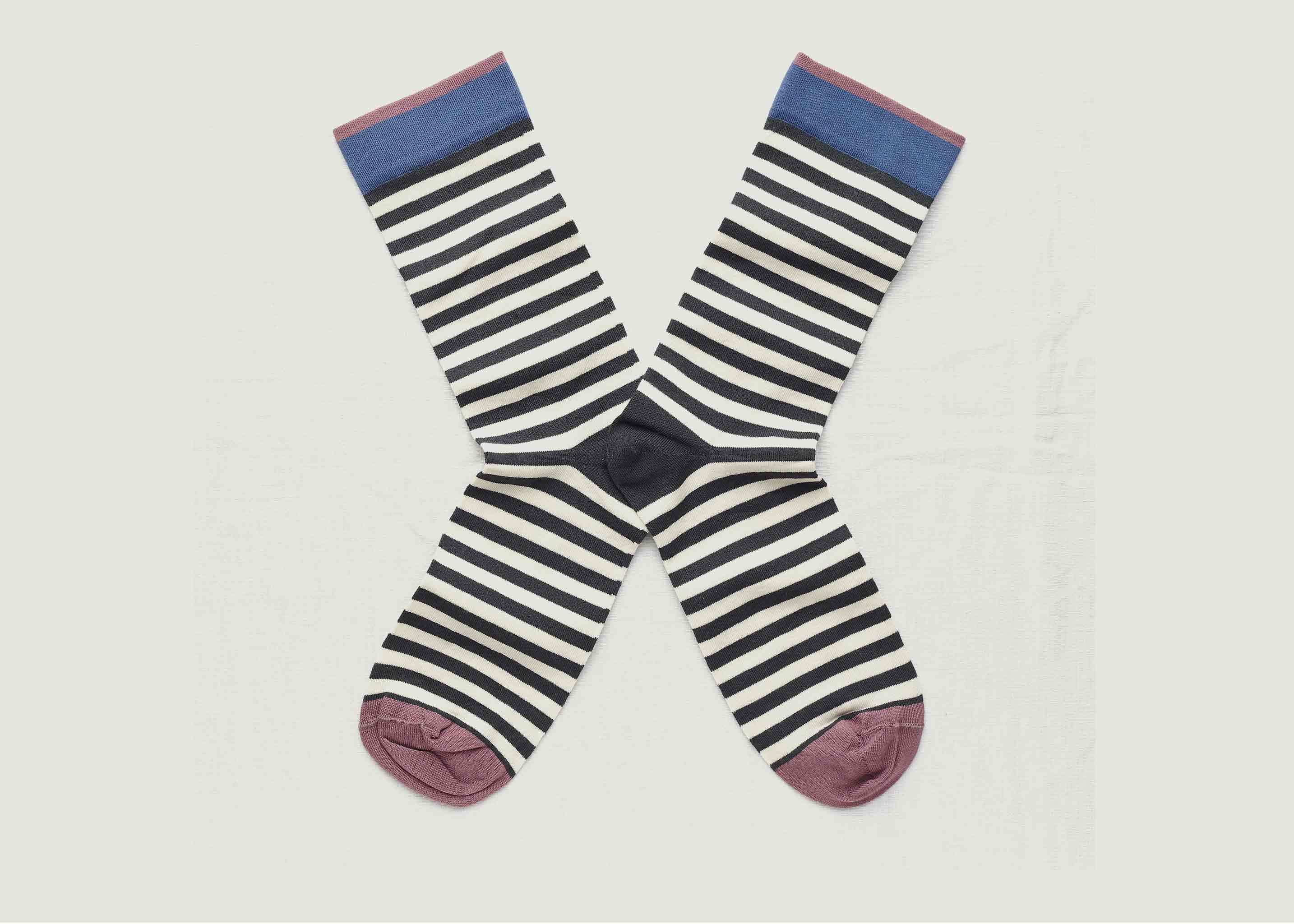 Striped socks with contrasting edges - Bonne Maison