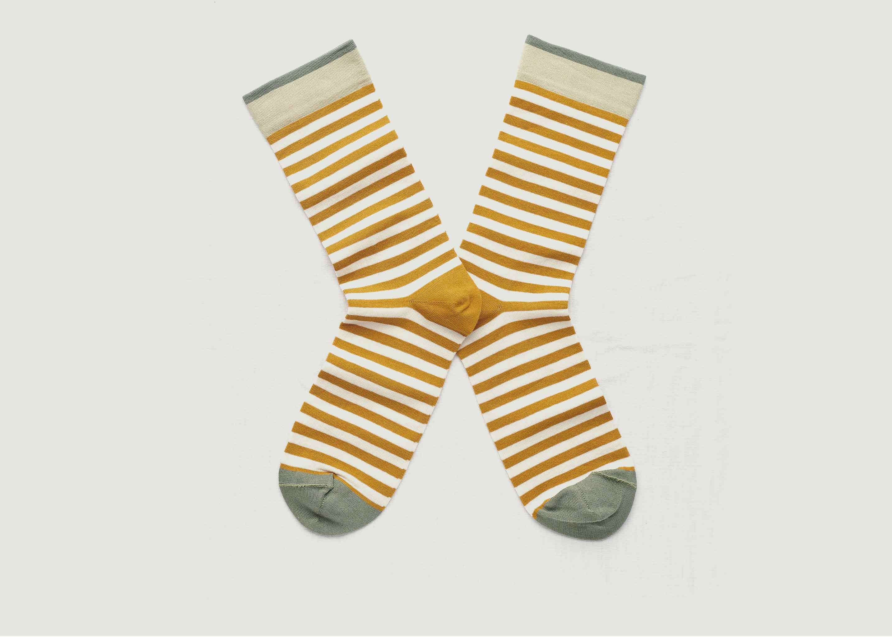 Gestreifte Socken mit kontrastierendem Rand - Bonne Maison
