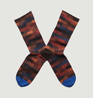 Brique pattern multicolored socks