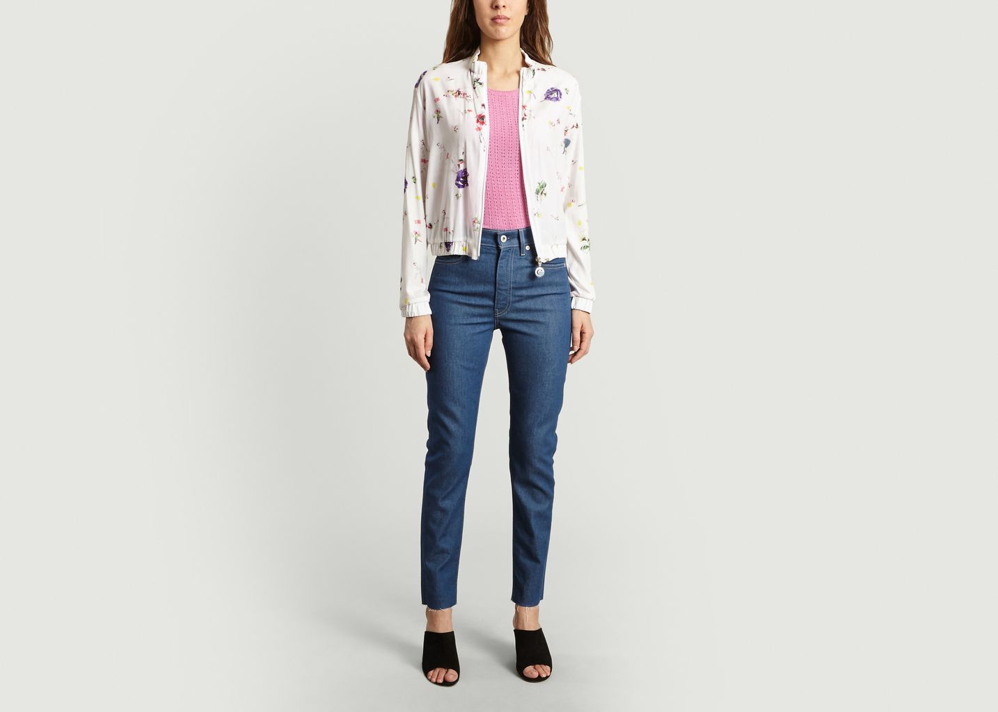 Floral Printed Ruched Jacket - Cacharel