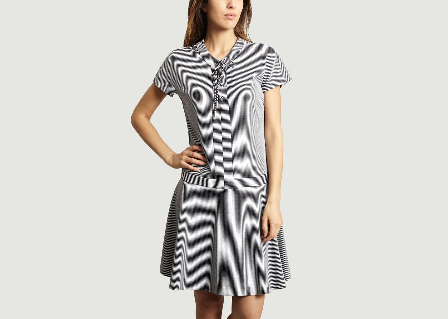 Striped Lace-up Dress - Cacharel