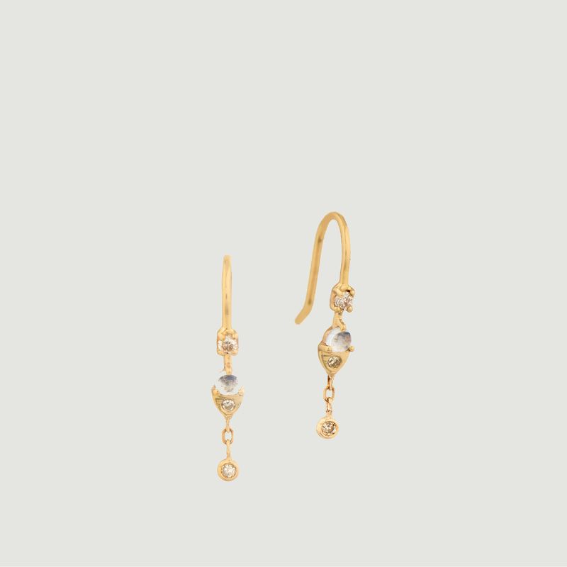 Moonstone and diamonds sleeper earrings - Celine Daoust