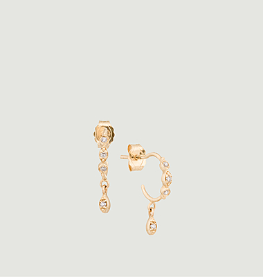 Eye and diamonds hoop earrings