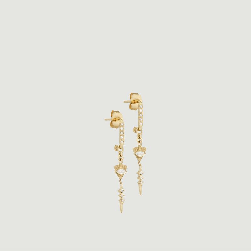 Totem-Ohrringe aus Saphiren und Diamanten mit baumelnden Ohrringen - Celine Daoust