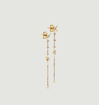 Constellation dangling chain and diamonds earrings