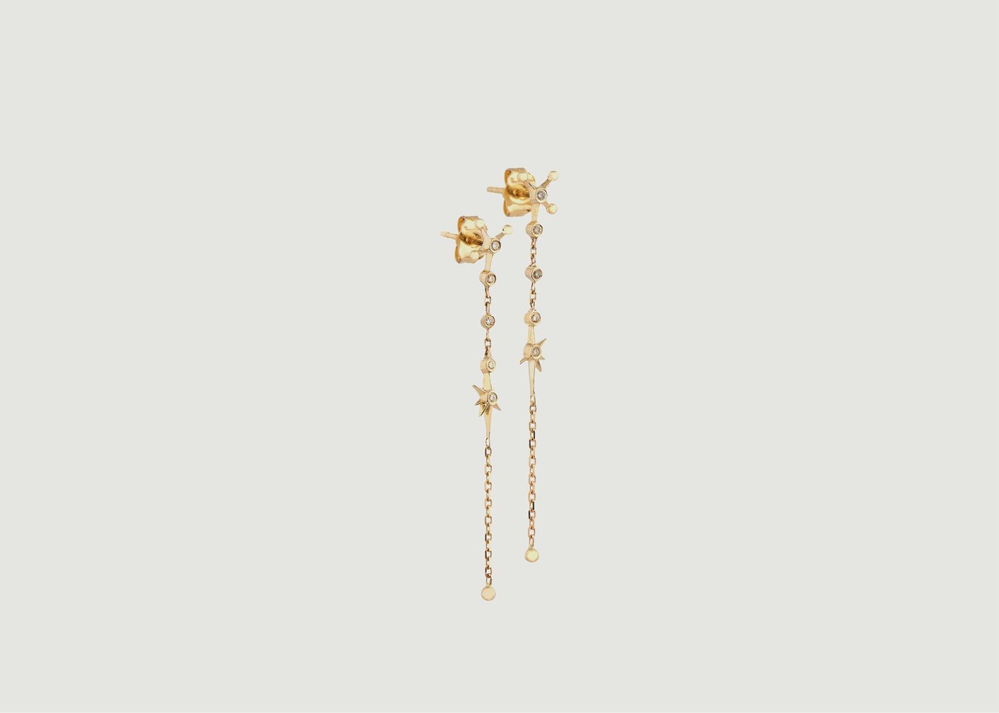 Ohrringe mit baumelnder Kette und Diamanten im Sternbild - Celine Daoust