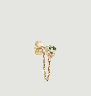 Boucle d'oreille pendante Emerald Marquise & diamonds