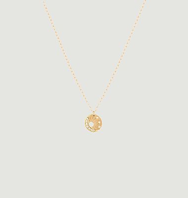 Little Sun and Moon gold necklace with medal