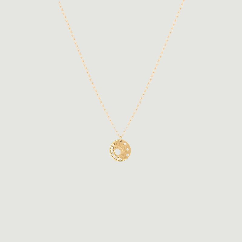 Little Sun and Moon gold necklace with medal - Celine Daoust