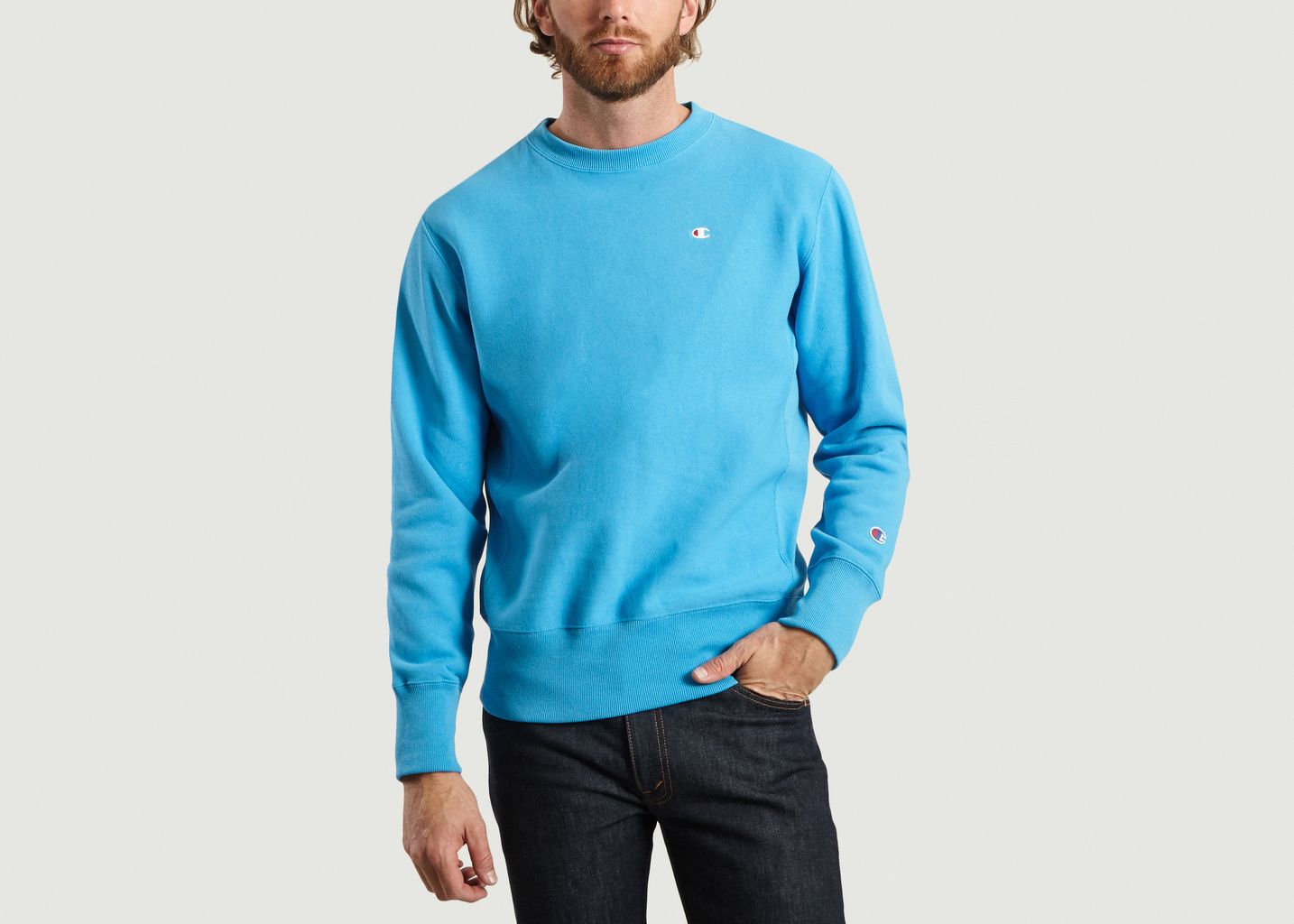 light blue sweatshirt champion