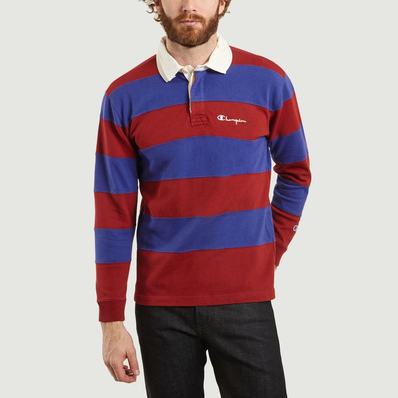 Striped Rugby Polo Long Sleeves Blue 
