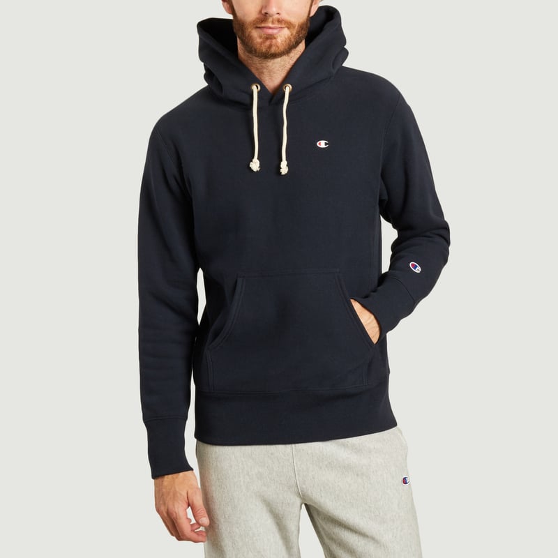 champion hoodie blue navy small logo