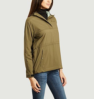 Lightweight semi-zip-up hooded jacket