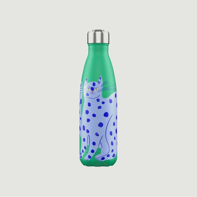 Reusable Bottle 500ml Agathe Singer Blue Cat - Chilly's