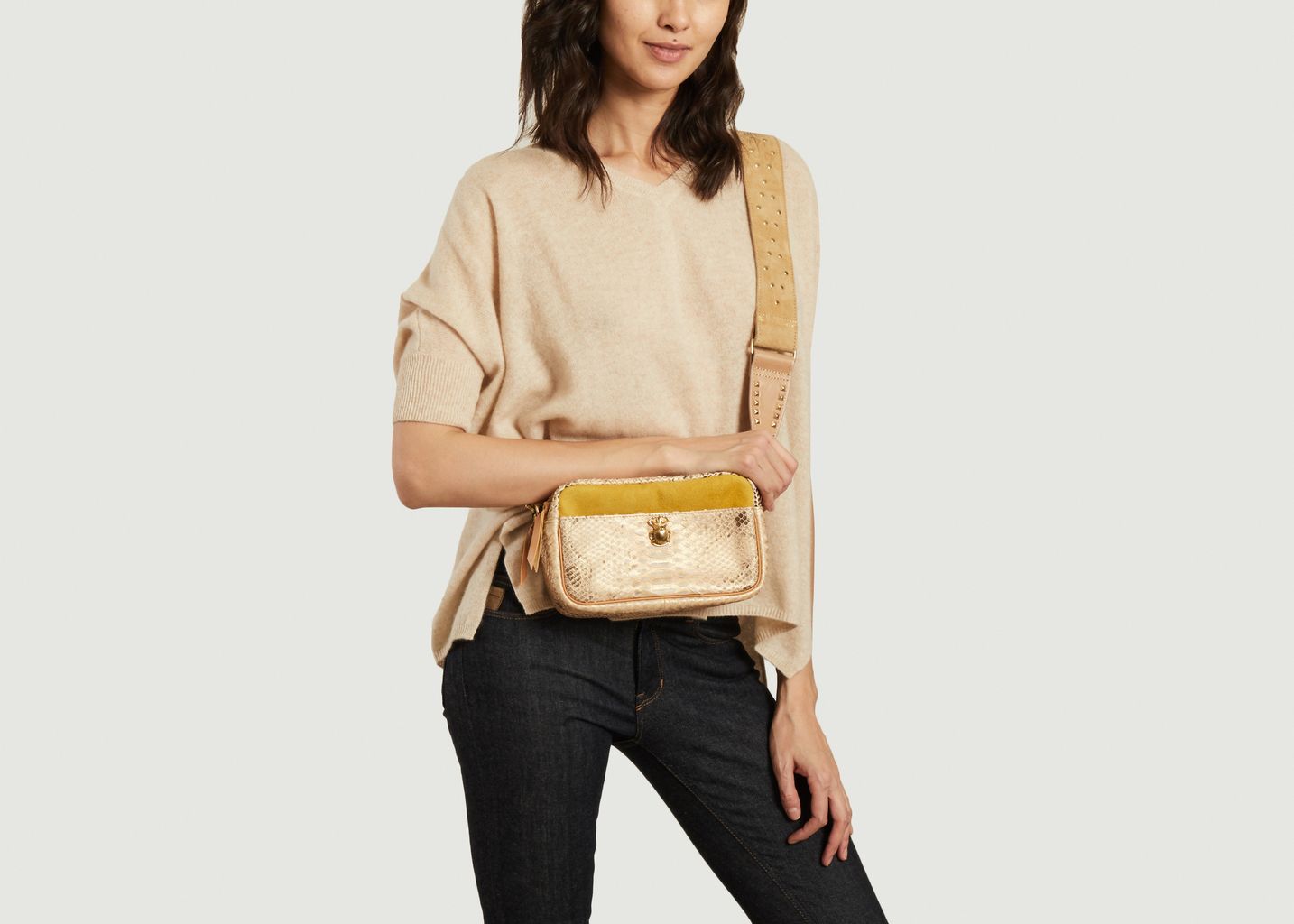 Sac en cuir de python et daim Lily - Claris Virot