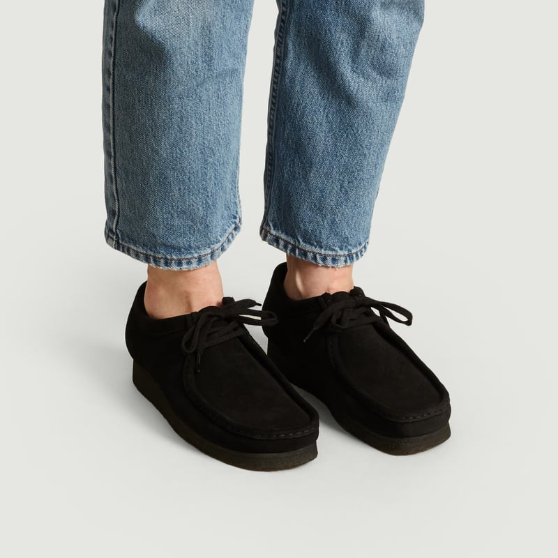 Clarks wallabee low black best sale