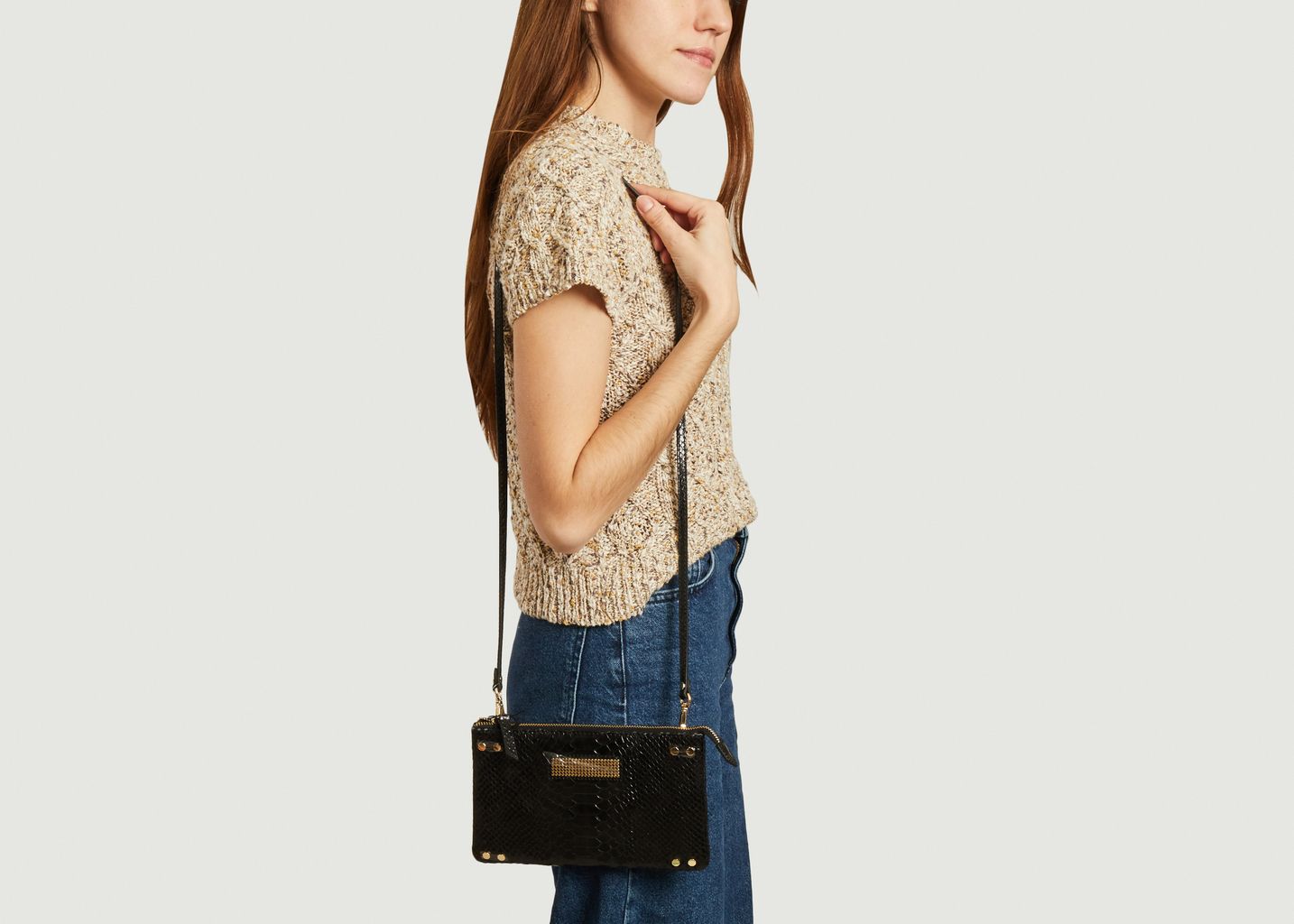 Clio Mini python effect leather pouch bag - Clio Goldbrenner