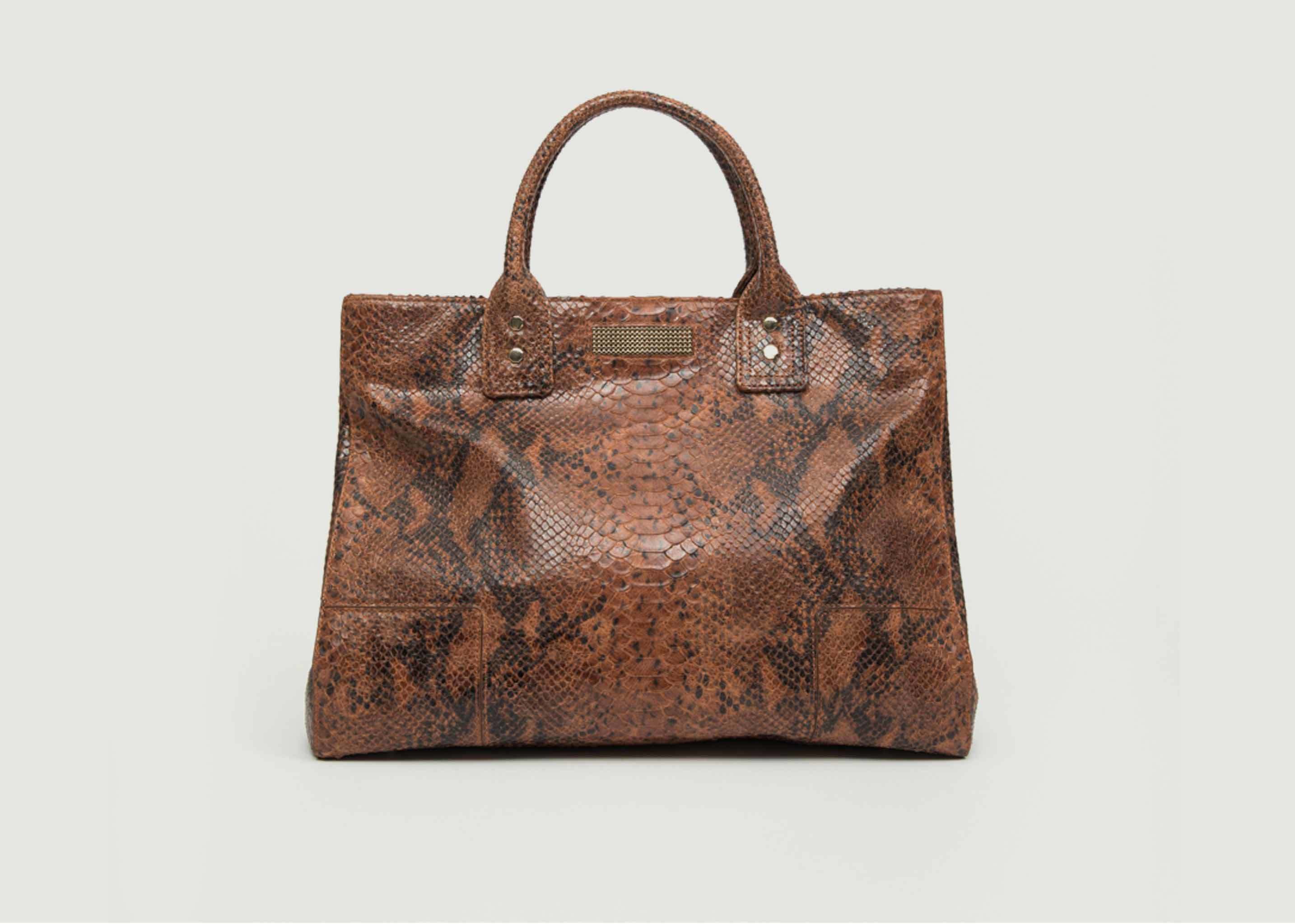 Clio Python Effect Leather Tote Bag - Clio Goldbrenner
