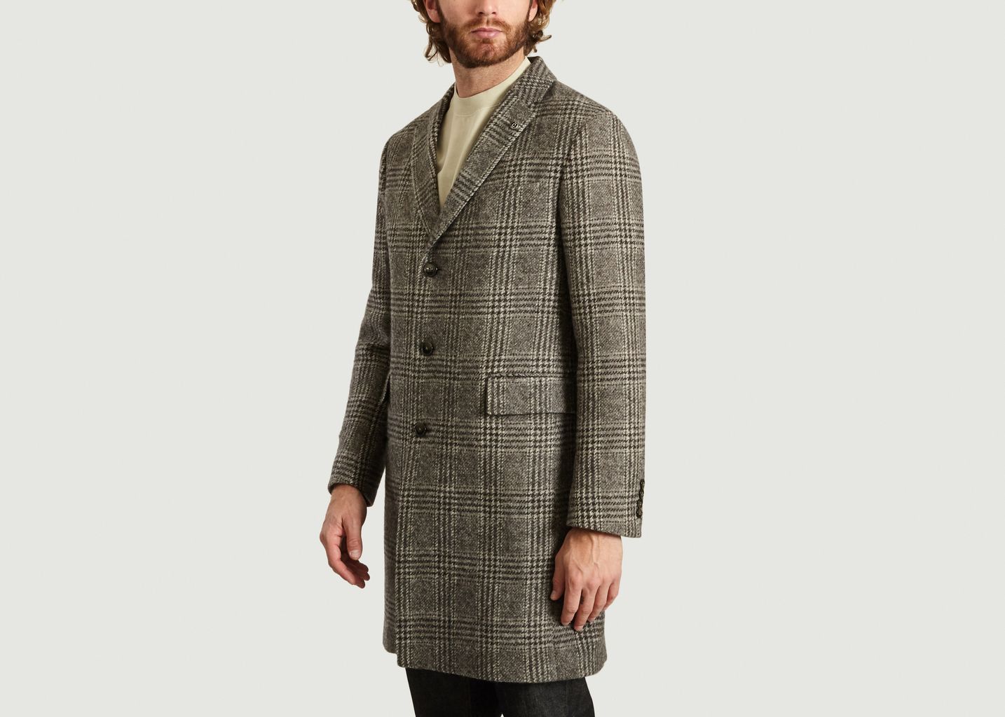 Prince of Wales Pure Wool Overcoat - Closed