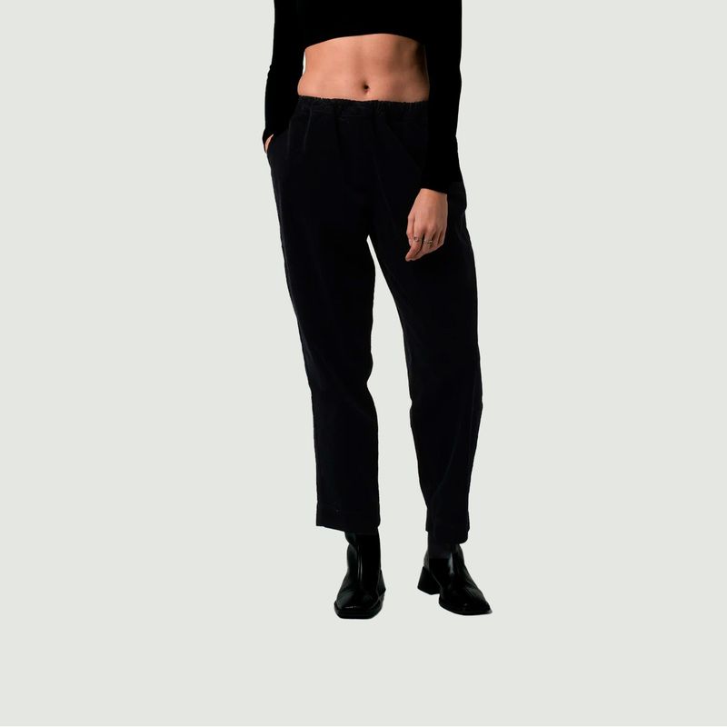 Pantalon Yoga en Coton Côtelé in BLACK