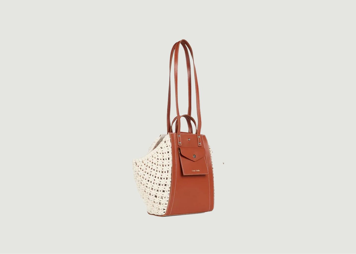Bag Link Macrame and Leather - Craie