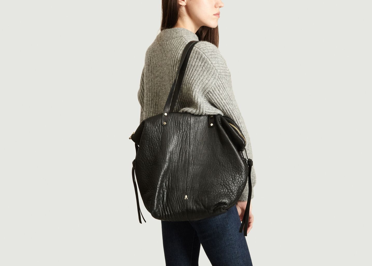Sac Cabas Cuir Bubble Doudou M - Craie