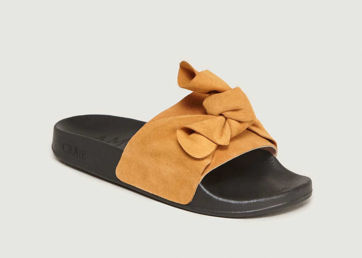 suede bow sliders