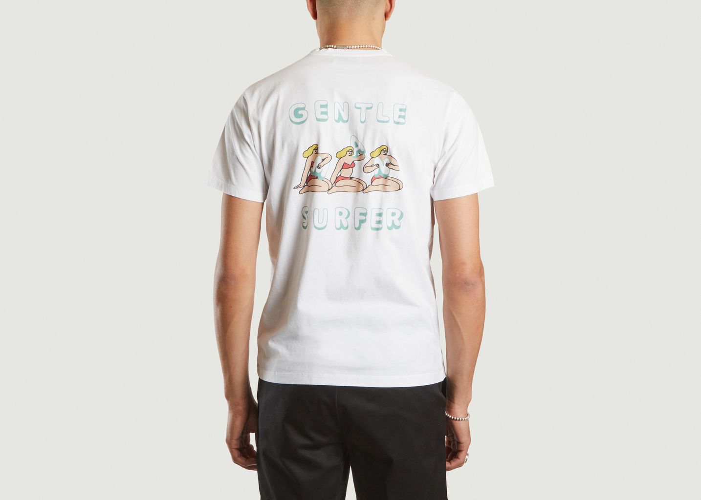 T-Shirt aus Bio-Baumwolle mit Surferinnen-Print Noa - Cuisse de Grenouille