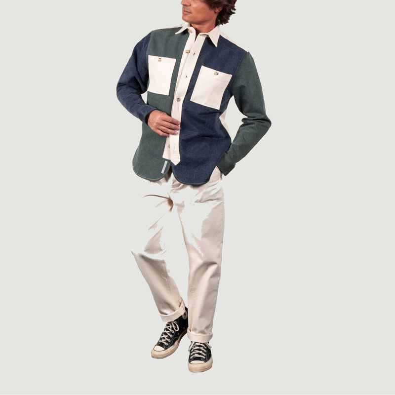 Organic cotton twill tricolor overshirt - Cuisse de Grenouille