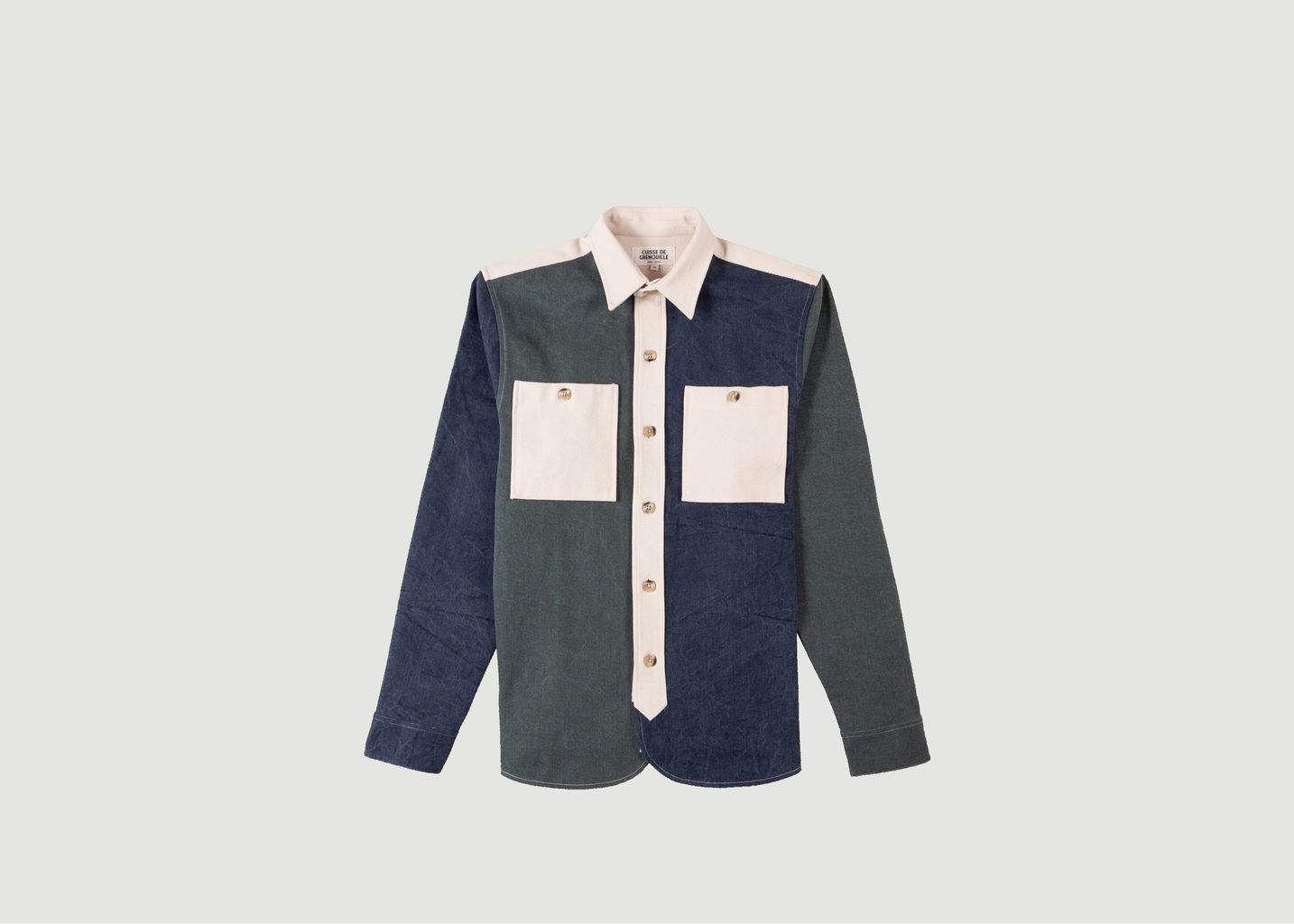 Organic cotton twill tricolor overshirt - Cuisse de Grenouille