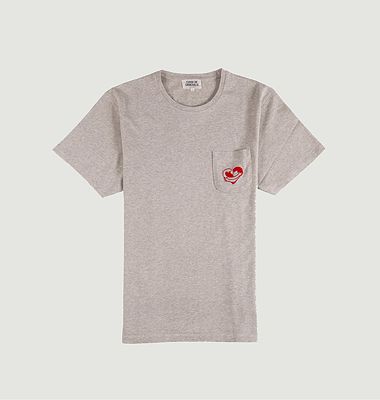 T-shirt en coton bio brodé Cœur Océan